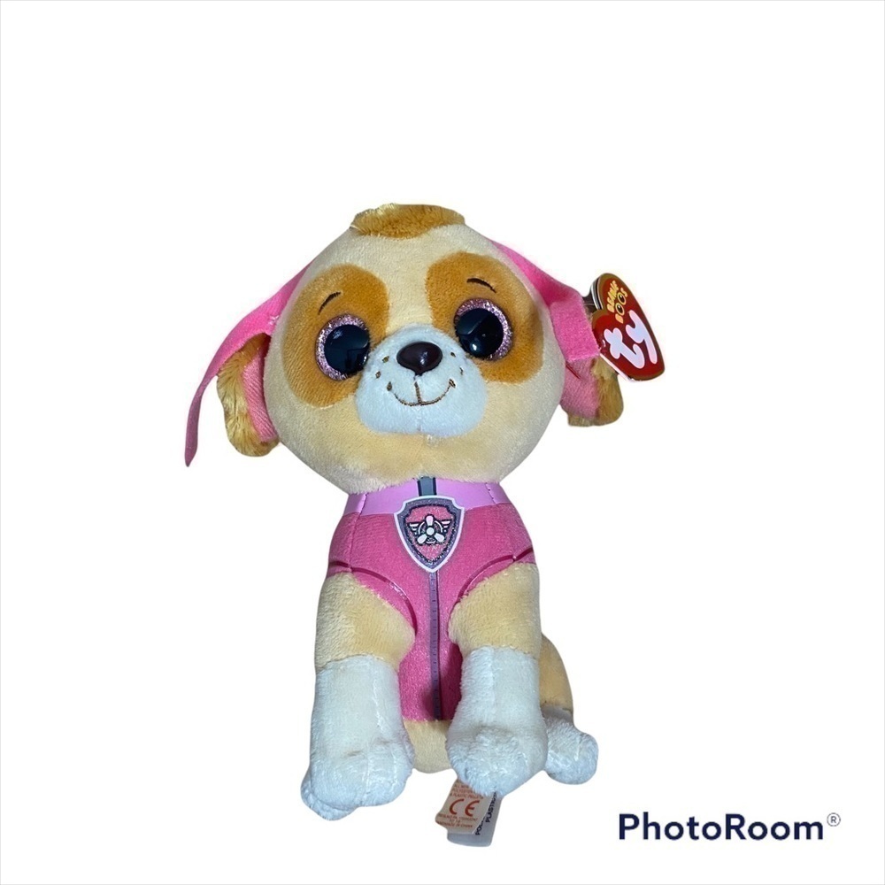 TY Skye Beanie Boo NWT Paw Patrol Cockapoo Plush Stuffed Dog Kids Toy Pink
